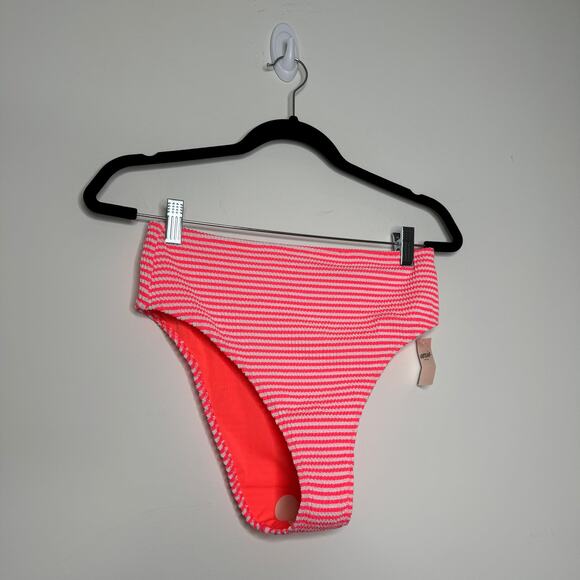 NWT Aerie Bikini Bottom Crinkle Stripe High cut Cheeky L - Picture 3 of 7
